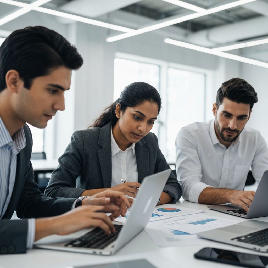 Zespół ekspertów RealFeat podczas analizy danych finansowych i strategii inwestycyjnych